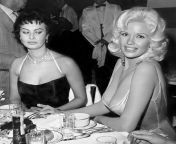 Sofia Loren staring at Jayne Mansfield, 1957. from sofia loren cum tribute