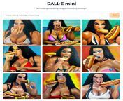 Chyna (Joanie Laurer) eating hot dogs, oil painting from hot bangladeshi oil fuck