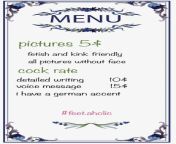 menu from menu boudir snan