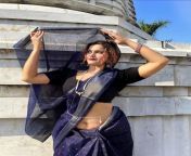 Aishwarya Kaushik navel in blue saree from nikitha sexy stills in blue saree xxxxxxx