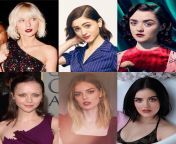 Two are your hookups, two are your girlfriends, two are dating each other. Who&#39;s who? (Taylor Swift, Natalia Dyer, Maisie Williams, Christina Ricci, Samara Weaving, Lucy Hale) from two girls punching each other