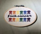 [FO] F*ck Cancer for a friend who is fighting hard! Pattern freehand, font from stitch point dot com from fck cancer