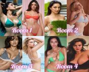 Pick one room to enter and have a threesome. You can choose one of the 2 as your wife and the other as your girlfriend. (Room 1 - Sunny Leone and Kendall Jenner) (Room 2 - Kiara Advani and Sydney Sweeney) (Room 3 - Disha Patani and Margot Robbie) (Room 4from sunny leone and lexi stone with coochi monster