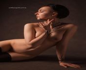 Margo Kuzina by Zoltan Molnar in photo studio with body paint from margo