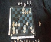King caps e7, getting out of check. Queen moves from c8 to c5. Check. from indian sex king queen crying in out