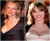 Would you rather Rough anal with Uma Thurman and finish on Maya face OR Passionate missionary pussyfuck with Maya and finish on Uma face? from uma thurman