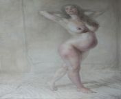 Katie Pregnant, Newberry, oil on linen, 2017 from linen
