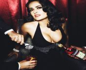 Salma Hayek: Come here baby, lay down on mommys lap and suck on her big breasts while she strokes your throbbing cock from sexy girl plays with her perfect breasts while she masturbates