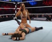 AJ Lee knocked out by Nikki Bella from provided by pornvilla nete nikki bella xxx