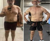 M/50/510 [200-155 = 45] Photos taken in Jan 2020 and Jan 2021. Total weight loss since Jul 2019 is 80 lbs (starting weight was 235 lbs). Weight lost through CICO, IF (first 8 months), gym 6xweek, Apple Watch, no beer, eating vegetarian/vegan, and suppor from bathronm aeysa jul