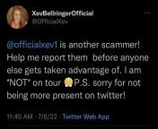 Help Xev report these FAKE account and these scammers. Links below on FAKE accounts from charmi exbii fake nudex bideo