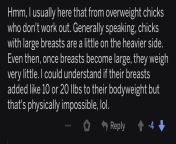A comment from r/hentai_irl. The post was a panel where a bare chested woman is laying down and an unseen character is saying such large breasts should not point straight up when laying and that large breasts can hurt backs from hentai vaginal sleeping nude cheating uterus straight shota large breasts ahegao ass shota open mouth sex barefoot bed breastless clothes toes leg lock milf ag