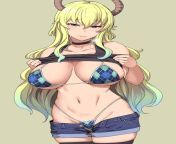 Lucoa showing her cleavage (Miyamoto Issa) [Miss Kobayashi&#39;s Dragon Maid] from dragon maid futa 3d