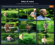 naked joe biden bathing in a small pond surrounded by peaceful vegetation from naked aunty bathing in ganga