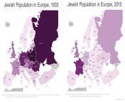 Jewish population in Europe, 1933 and 2015 (US Holocaust Museum and American Jewish Year Book) from 2014 and 2015 xxx actree pak