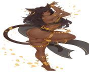 Egyptian belly-dancing cat girl, art by me from belly dancing girl