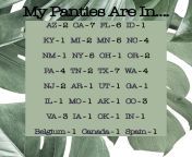 2nd pair of my irresistible dirty panties to TN! Im so wet thinking about my panties being in 28 states w/in the ??,2 Countries in ??, 1 Province in ??! Book now to secure a slot! Sniff, Sniff ??? Avail 10/20 for wears! Virtual Dropbox Draws Updated? Men from fewal in western province