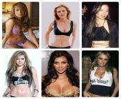 00s celebs: Lindsay Lohan, Kirsten Dunst, Lucy Liu, Avril Lavigne, Kim Kardashian, Paris Hilton. Pick two for a threesome, one to be your wife, two to be your slaves you can do whatever you want with, one to ignore from paris hilton pledge this
