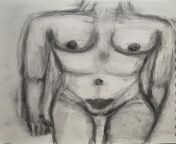Took a photo, used charcoal to draw and practice female figures! from family practice movie