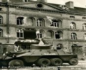 Posting Polish military stuff on a semi-regular basis until I forget I&#39;m doing it, day 20, a photo of the &#39;Ostmark&#39; firing upon the Polish post office in Gda?sk during the defense of the Polish post, 1st of September 1939 from polish pitgails