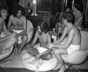 Gay Vintage = Bath house scene - towel group -1970s from gay to bath fever