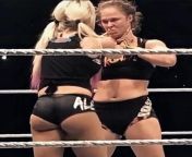 Alexa bliss trying BDSM with Ronda but seems Ronda has other plans for Alexa&#39;s ass (butt)tonight. from rosey ronda