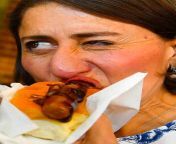 Gladys Berejiklian enjoying her extra large sausage with extra onion and chili from xusenet camy dreams speciall with 3gpensexixxwrrgf onion