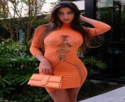NRI British Indian Beauty in Orange Dress from indian girl in night dress remove and fuc