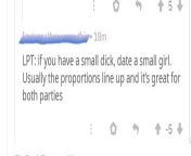 &#34;LPT: if you have a small d*ck, date a small girl...&#34; from small girl a