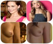 I have an idea for a new battle &#34;one tit battle&#34; The first battle in the category who his your favourite in battle of left tit: Emilia Clarke vs Melissa benoist from battle spirits burning soul 45
