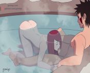 Kushina diving in an onsen to give Kiba an underwater blowjob (Gomiqo) from kiba