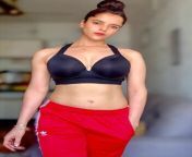 Pia Bajpai Navel in Black Bra and Red Track Pants from nude pia bajpai