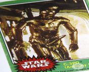 This discontinued Star Wars trading card from 1977 that used a photo that was taken right as a piece of the costume fell off. It got the nickname &#34;Golden Rod Card.&#34; from star gals began saw poker xxx harsh 3gp sex photo