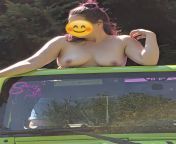 Topless girl in her topless Jeep #jeeplife [ from shy redhead topless girl shows her candid chest