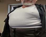 Jockey v-neck tucked into Amazon 2XL boxer-briefs, because they run small. Retro/vintage &#39;service station&#39; workpants, a size up (44) for ease, held up with trucker suspenders from Duluth Trading. Age 65. from 8 age small