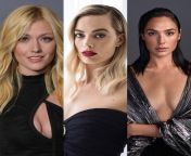 Katherine McNamara, Margot Robbie and Gal Gadot. A classic Fuck (also breeding), Marry (passionate sex every night) and kiss (sloppy and very wet kisses with a lot of saliva). Choose your combinations from saig sex and kiss