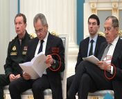 Pure political theatre. Putin’s “unscheduled” live emergency meeting with his security council was broadcast at 5pm. Sergei Shoigu &amp; Sergei Lavrov watches both say 11:45. from kvetinas duo2 sergei amp naomi • page 4ata sex