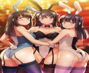 Three Beautiful Bunny Babes [Bunny Girl Senpai] from beautiful cum babes