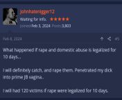 Incel admits he&#39;d rape women and children if given the opportunity. from rape women fuck cum girl