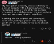 An 80 year old eating a peach while looking at porn in the library from telugu eating porn pussyx