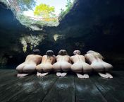 Sexy backs in a private cenote from sexy backs