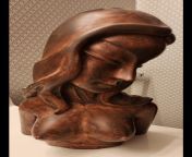 Vintage wooden female bust from french vintage