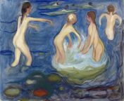 Edvard Munch - Bathing Girls (1897-99) from jungle girl bathing girls