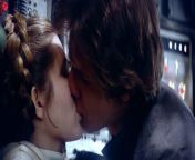 In The Empire Strikes Back (1980), Han and Leia kiss. This is because Leia had some ice cream on her lips and Han was hungry. from johanna leía