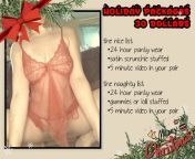 Let me create the perfect holiday package for you to enjoy. Is yout name on the naughty or nice list? You pick and leave it all to me. Nice- 24 hour panty wear, satin scrunchie stuffed, 5 minute video in your pair. Naughty- 24 hour panty wear, gummies orfrom চায়না nice মেয়েদের চোদাচুদি ভিডিও naika sex video