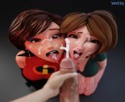Helen and Cass taking your whole load (The Incredibles) (Big Hero 6) from the incredibles helen hentai