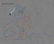 An Wolf girl milking an cute Foxgirl (art by me) from girl milking by okayado