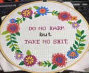 [FO] My first FO, a subversive cross-stitch birthday gift from male servants fo salefeminirts first serve
