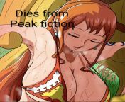 LF Color Source: &#34;Dies from peak fiction&#34; &#34;Kaito&#34; 1girl, arm tattoo, armpit, artist name, artist signature, bikini top, breath, cleavage, closed eyes, earrings, grass, large breasts, lifted by another, long hair, nami (one piece), open mou from lifted by hair