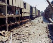 Dramatic picture showing the aftermath of the IRA bombing of Manchester in 1996. The attack took place on 15 June 1996 when a bomb exploded in a van on Corporation Street in the city centre. A total of 212 people were injured, but no one was killed. from sex in a van